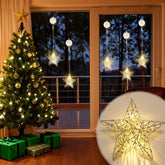 SALCAR LED Star Ø15 cm – Warm White Window Decoration, Battery Operated, With Suction Cup, Wireless & Flexible, Perfect Christmas and Party Atmosphere